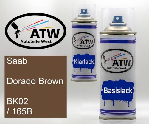 Saab, Dorado Brown, BK02 / 165B: 400ml Sprühdose + 400ml Klarlack - Set, von ATW Autoteile West.